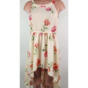 Torrid Womens Plus Sz‎ 00 Ivory Floral High Low Chiffon Tunic Shirt New